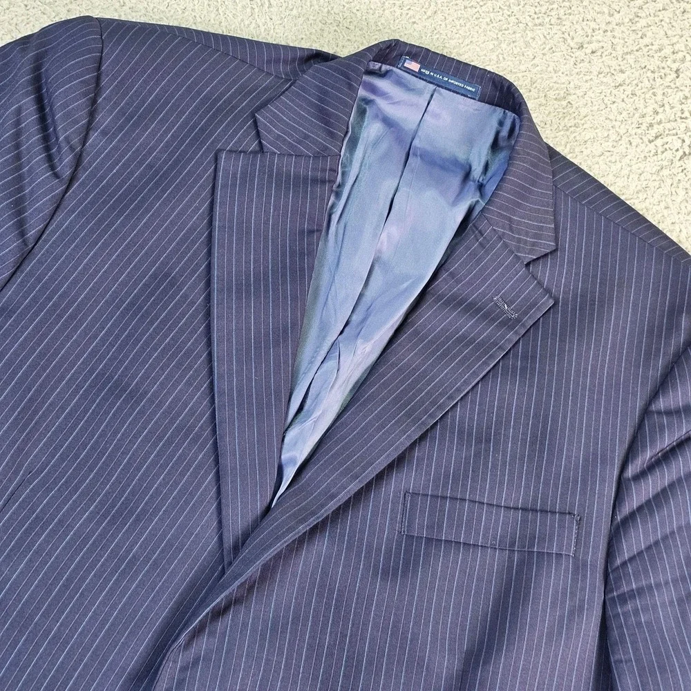 Hart Schaffner Marx Suit Jacket Mens 50L Blue Pinstripe Wool Chicago Fit